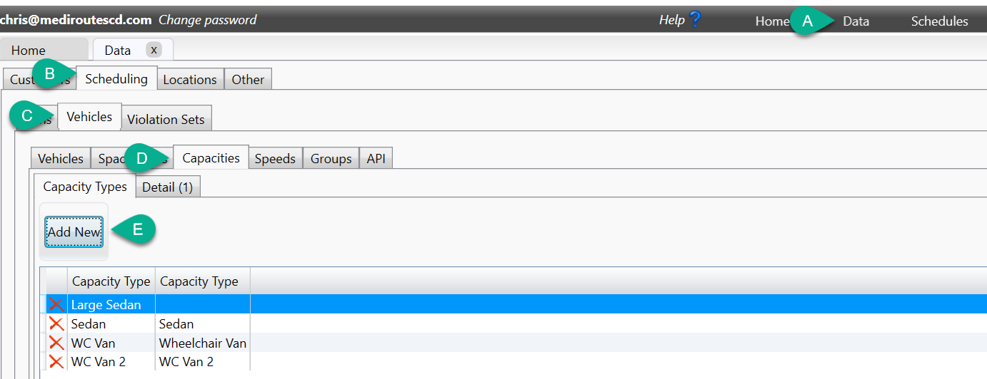 Creating Vehicle Capacities